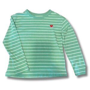 Kids Girls Long Sleeve Green Striped T-Shirt Cat & Jack Size S 6-7 Shirt